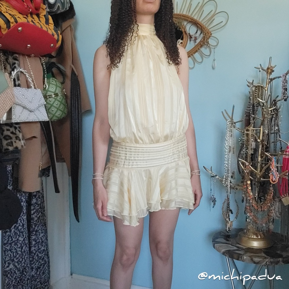 New Without Tags Peppermayo Willow Chiffon Mini Dress Yellow